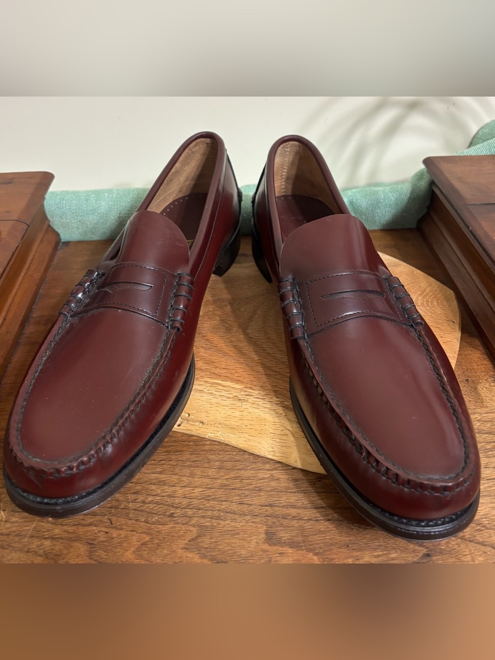 Sebago Classic Dan USA Handsewn Burgundy Leather Penny Loafers 15 B